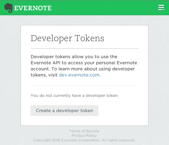 Official Developer Token creation page
