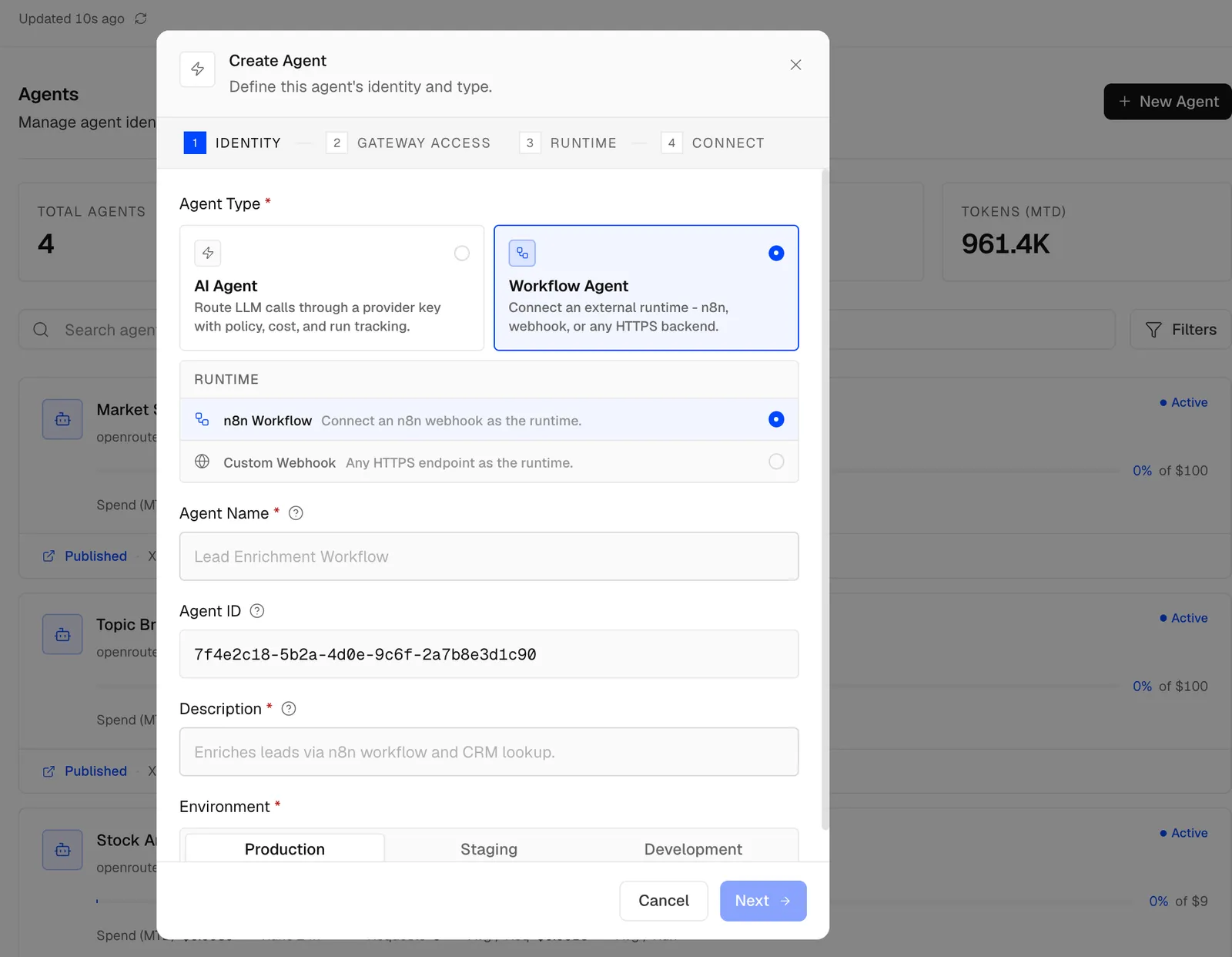 Create a Workflow Agent for an n8n runtime in Alephant