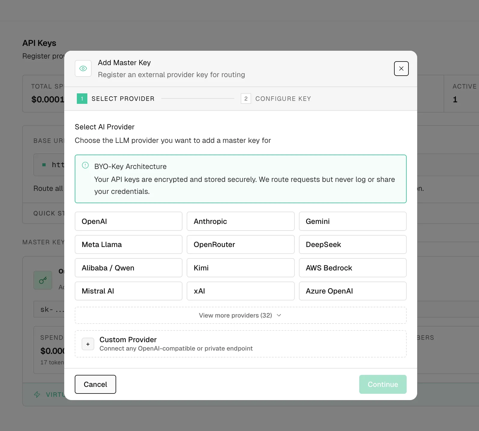 Add a provider API key
